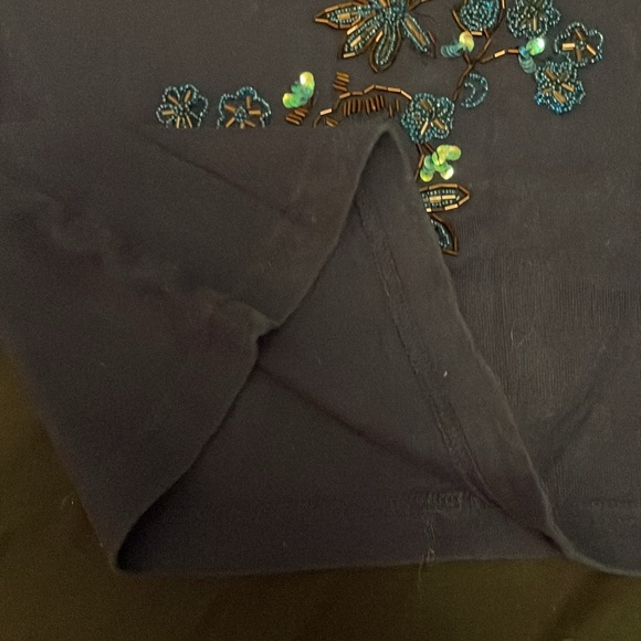 4/$20 | High Sierra Embroidered Tank Top with beads and sequins, floral branch - Picture 5 of 6